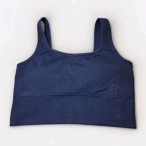 J Crew Active Sports Bra Women's Small Blue Seamless Stretch Crop Top Yoga Gym